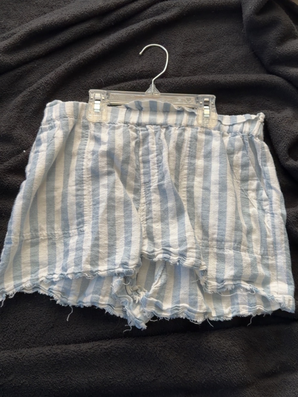 Light Blue and White Striped Women’s Casual Shorts